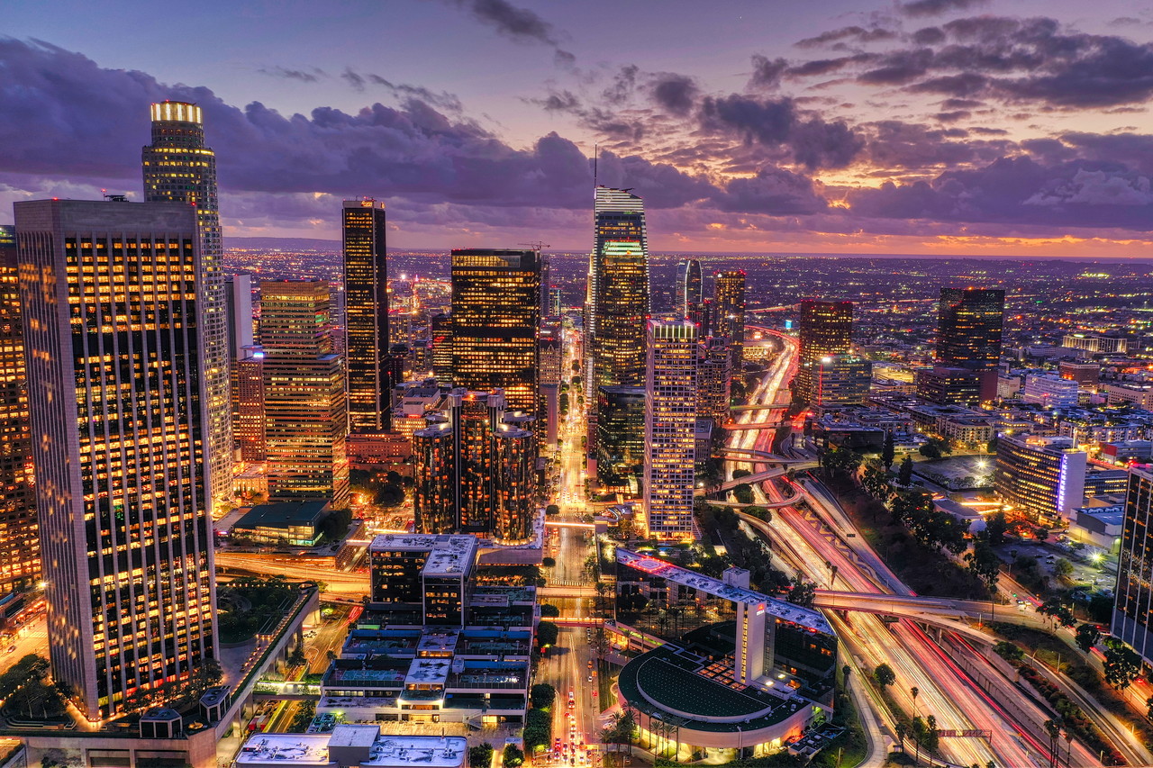 aerial-shot-of-downtown-los-angeles-at-night